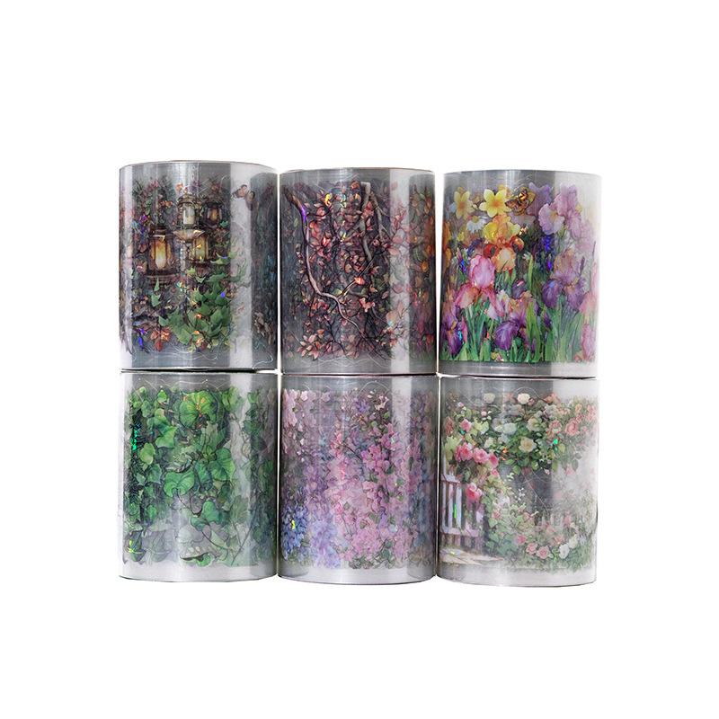 5*200cm Ice crystal lace Plant Flowers tape Stickers Creativity Adhesive Diy Diary Album Scrapbooking material Craft Supplies