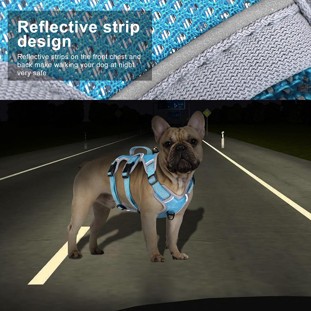 Светоотражающая нейлоновая шлейка для собак, сетчатая, дышащая, жилет для дрессировки домашних животных с ручкой управления для маленьких, средних и больших собак, мопсов