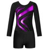Girls Leotard Long Sleeve Sparkly Athletic Dance Gymnastics Leotard Figure Skating Roller Skating Costume