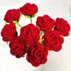 6 Pcs  Crochet Flowers Crochet Rose Flowers Rose Artificial Flowers Knitted Handmade Flowers Home Decor Woven Gift for Birthday Valentines Mom