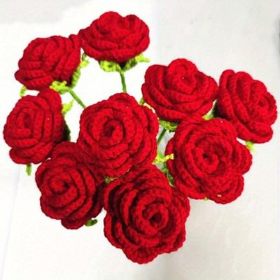 6 шт. искусственных цветов крючком розы цветы крючком цветы розы вязаные вручную цветы домашний декор тканый подарок на день рождения валентинки мама