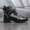 Women Fashion Rivet Belt Buckle Ankle Boot Student Casual Large Size Single Boot