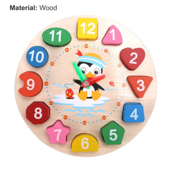 Color Sorting Hand-eye Clock Ability Coordination Cognitive Wooden Burrs-free Shape Color Sorting Clock Toys