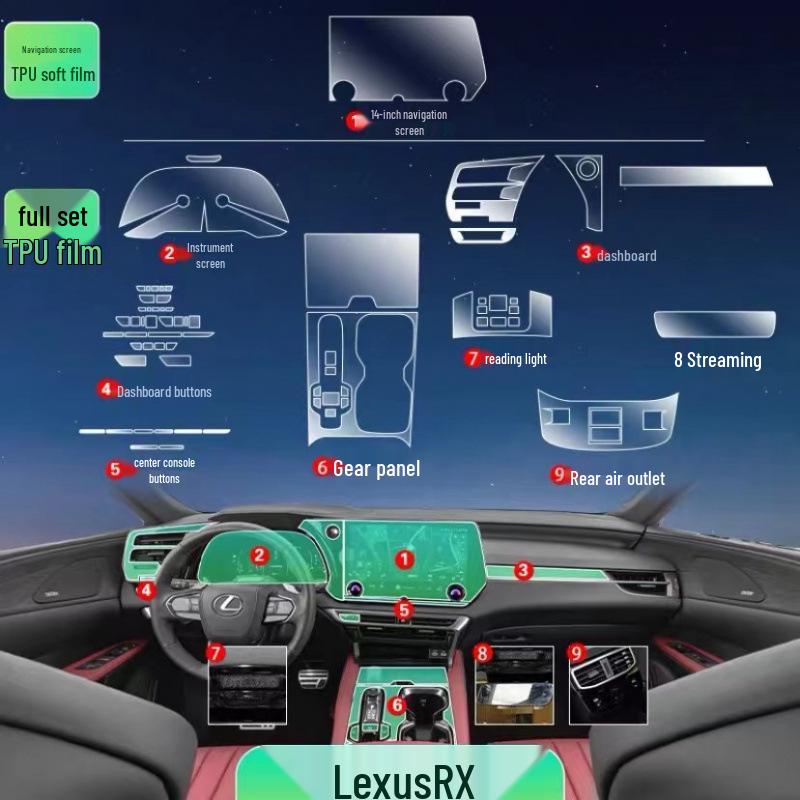 Защитная пленка для экрана центральной консоли Lexus RX350h: Пленка для интерьера для моделей 2023-2024 гг.