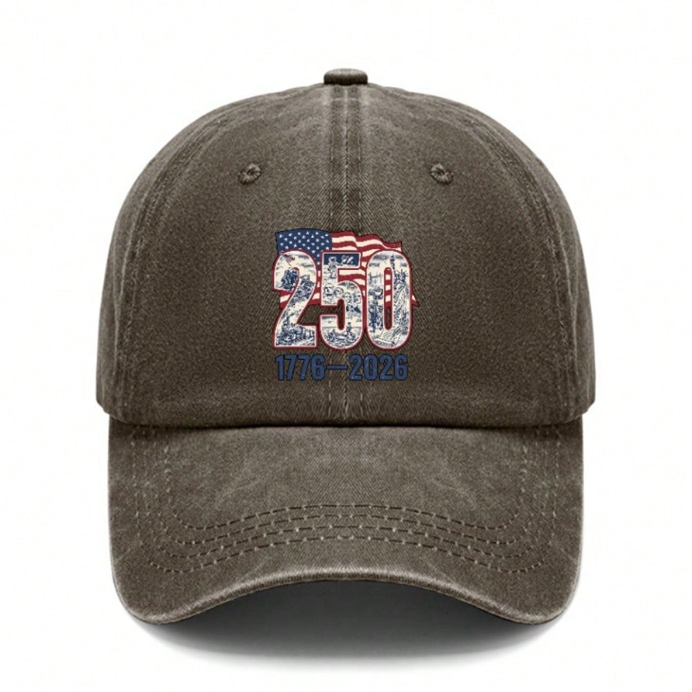 2026 Commemorative Baseball Hat - Vintage Washed Unisex Polyester Adjustable Curved Brim Hat Patriotic Streetwear Baseball Cap For Independence Day
