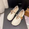 Single Shoes Women's Spring and Autumn Shallow Mouth Soft Sole One-word Buckle Round Head Grandma Shoes Retro Mary Jane Shoes