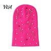 Rhinestone Knitted Hat Colorful Hat, Faux Pearl Safety Pin Punk Knit Stylish Music Festival Bling Winter Warm Hip Hop Cap for Women Street Fashion