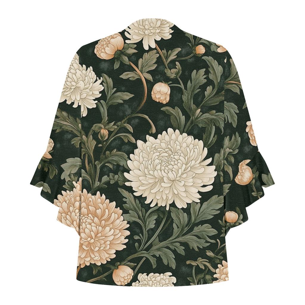Summer Women's Tops V Neck Three Quarter Sleeve Shirt Vintage Floral Print Tops Casual Shirts