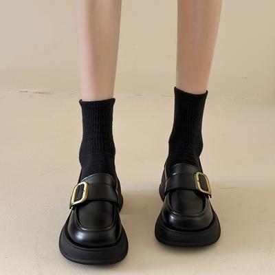 Туфли женские кожаные на платформе коричневого цвета с круглым носком, новинка осени 2025 года, универсальные туфли на толстом каблуке, одинарные туфли