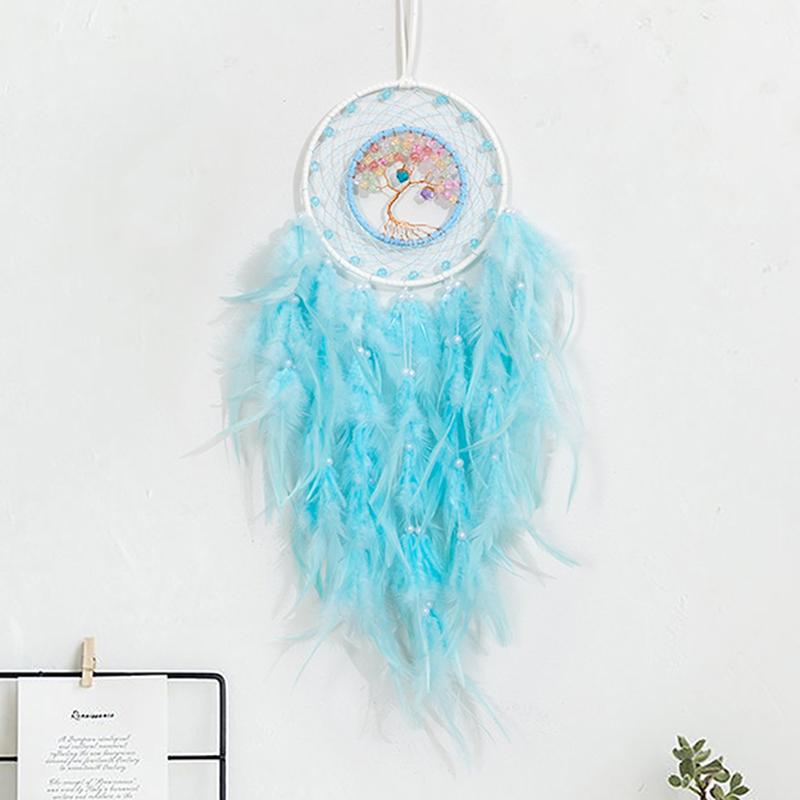 Tree Of Life Dream Catcher Handmade Pink Gravel Wall Hangings Feather Craft Home Decor Wind Chimes Dreamcatchers Room Decorate Quality