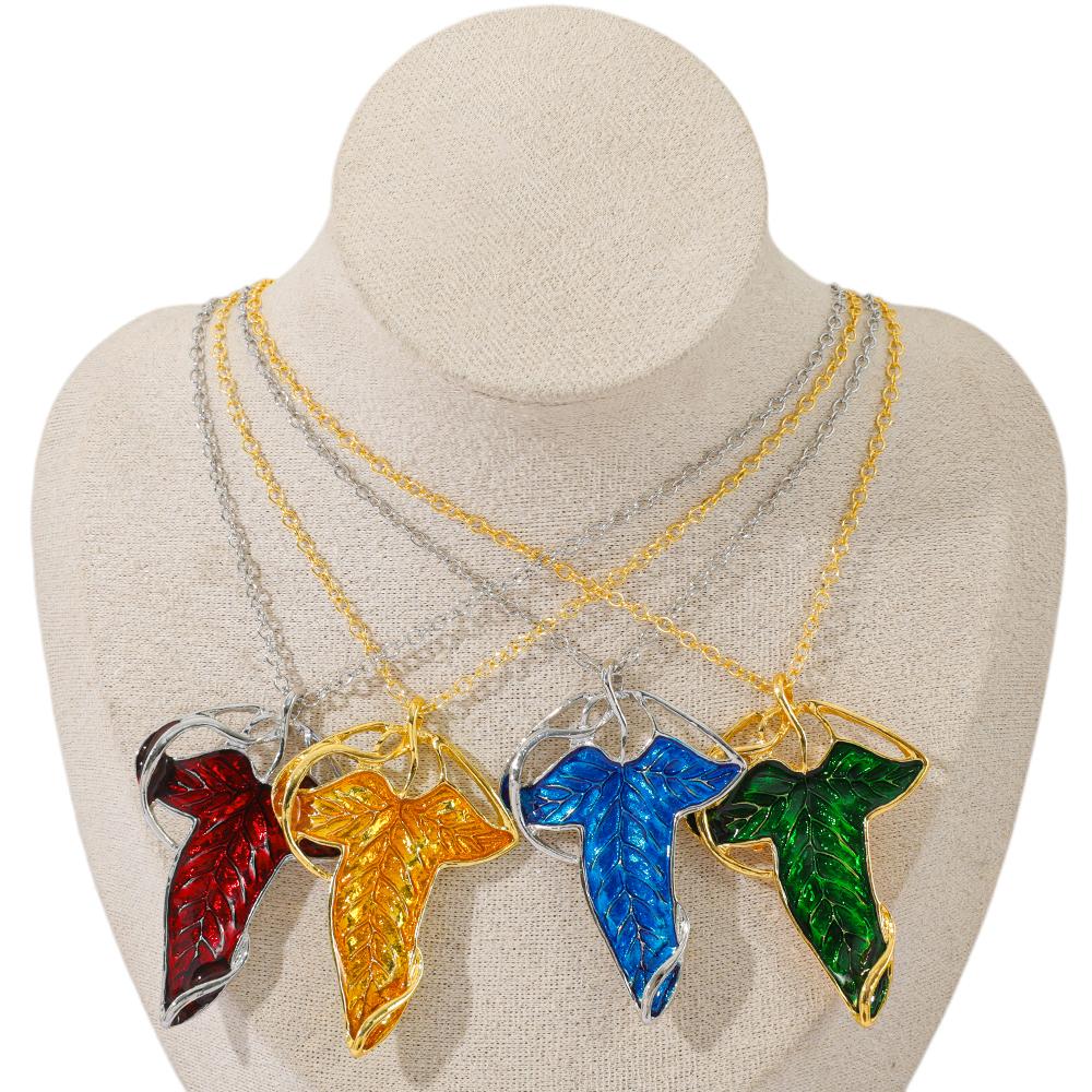 Arwen Evenstar Green Leaf Pendant Necklace for Women Elf Princess Gift Movie the Lord of the Rings Twilight Star Design