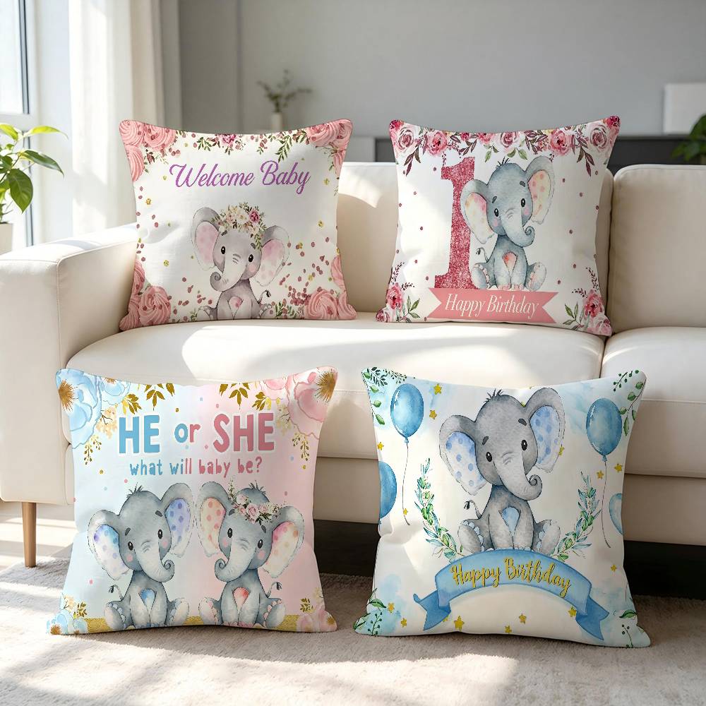 Elephant Baby Shower Pillow Cushion Cover Pillowcase Living Room Sofa Home decorative pillowcase