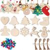 10pcs Christmas Tree Decorations, Wooden Hanging, Blank Wooden Slices, Graffiti Wood Slices, Natural Wooden Pendants