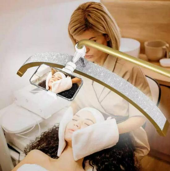 Светодиодная beauty-лампа в форме полумесяца U-образной формы, 24,5 дюйма, для наращивания ресниц и татуажа бровей - Теплый свет, Защита глаз