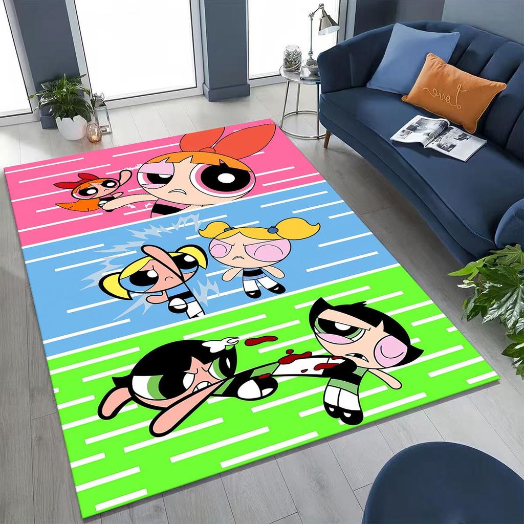 Мультяшный P-Powerpuff Girl Милый Арт Ковер Коврик для Спальни Гостиной Дивана Домашний Придверный Коврик Декор, Большой Детский Нескользящий Напольный Коврик