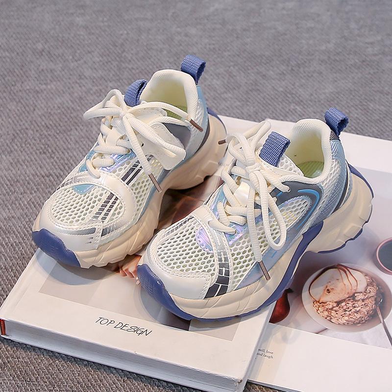 Студенческие теннисные кроссовки Сетчатые дышащие Детские кроссовки Нескользящая Толстая Мягкая подошва 2025 Новые Детские баскетбольные кроссовки Трендовые