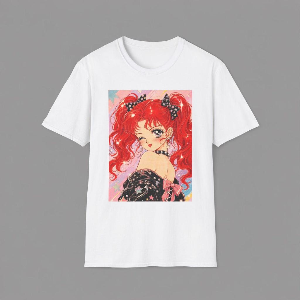 Red Haired Anime Girl T-Shirt and kids tshirt | Retro Manga Illustration Graphic Tee