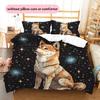 Black Shiba Inu Pattern Bedding Home Decoration Birthday Gift (1 * duvet cover + 2 * pillowcase, without core)