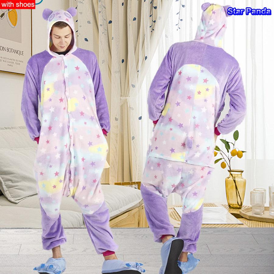 Мужчины Женщины Кигуруми Onesie Пижамы Унисекс Животное Косплей Олень Сова Волк Единорог Акула Костюм Пижамы Комбинезон Для Хэллоуина Вечеринка С обувью