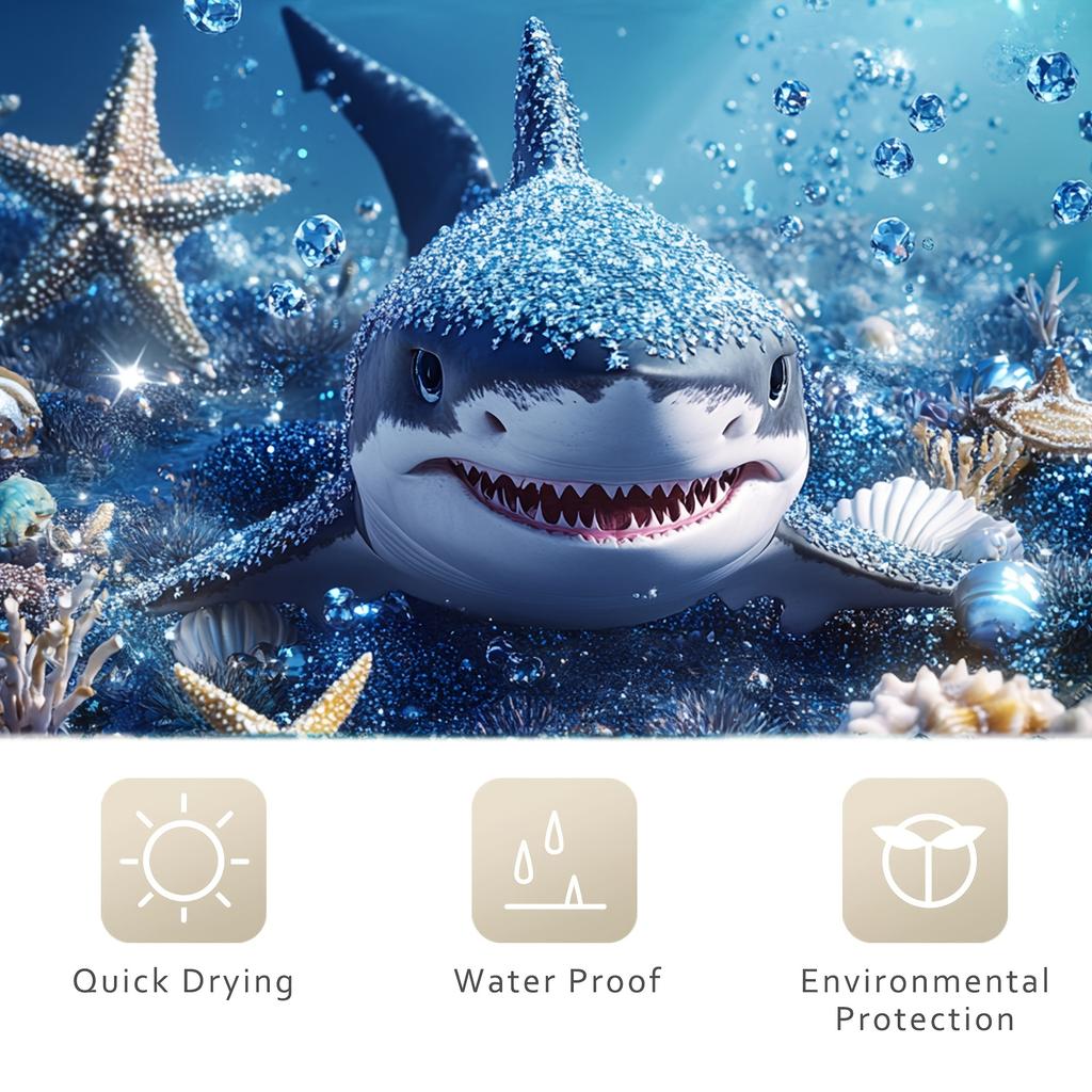 1 шт. Полиэстеровая шторка для душа с принтом акулы - Веселый дизайн «Морское приключение», Аксессуары для ванной комнаты | Декор «Подводная сцена»