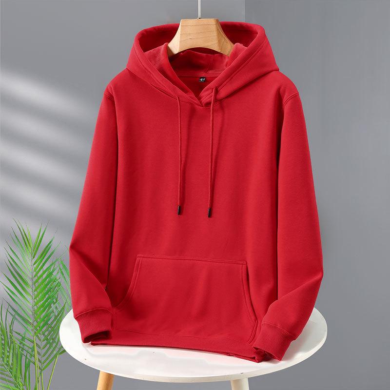 2025 Autumn/Winter Unisex Fleece-Lined Hooded Sweatshirt: Youth Fashion Trend, Solid Color, Versatile, Thickened Design.