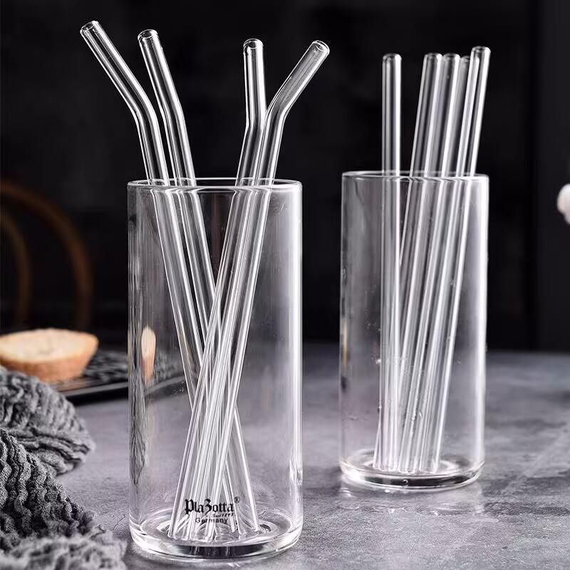 100Pcs Reusable Drinking Glass Straws 18cmx8 mm For Smoothies, Tea, Juice --10 Pack With 20Pcs Cleaning Brushs
