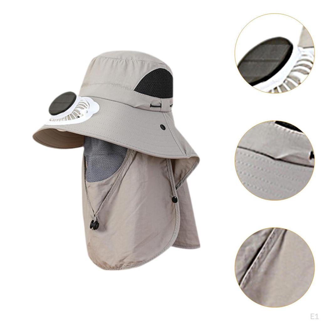 Outdoor Hat with Fan Bucket Lightweight Breathable Wide Brim Sun Protection