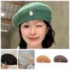 Japanese Style Hollowed Out Beret Hat Fashionable Crochet Knitted Cap Weave Painter Hat  Summer