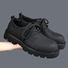 Black High-end Mickey Derby Shoes Men's Platform Heightening Casual Leather Shoes Spring Breathable Big Head Retro Trendy Shoes