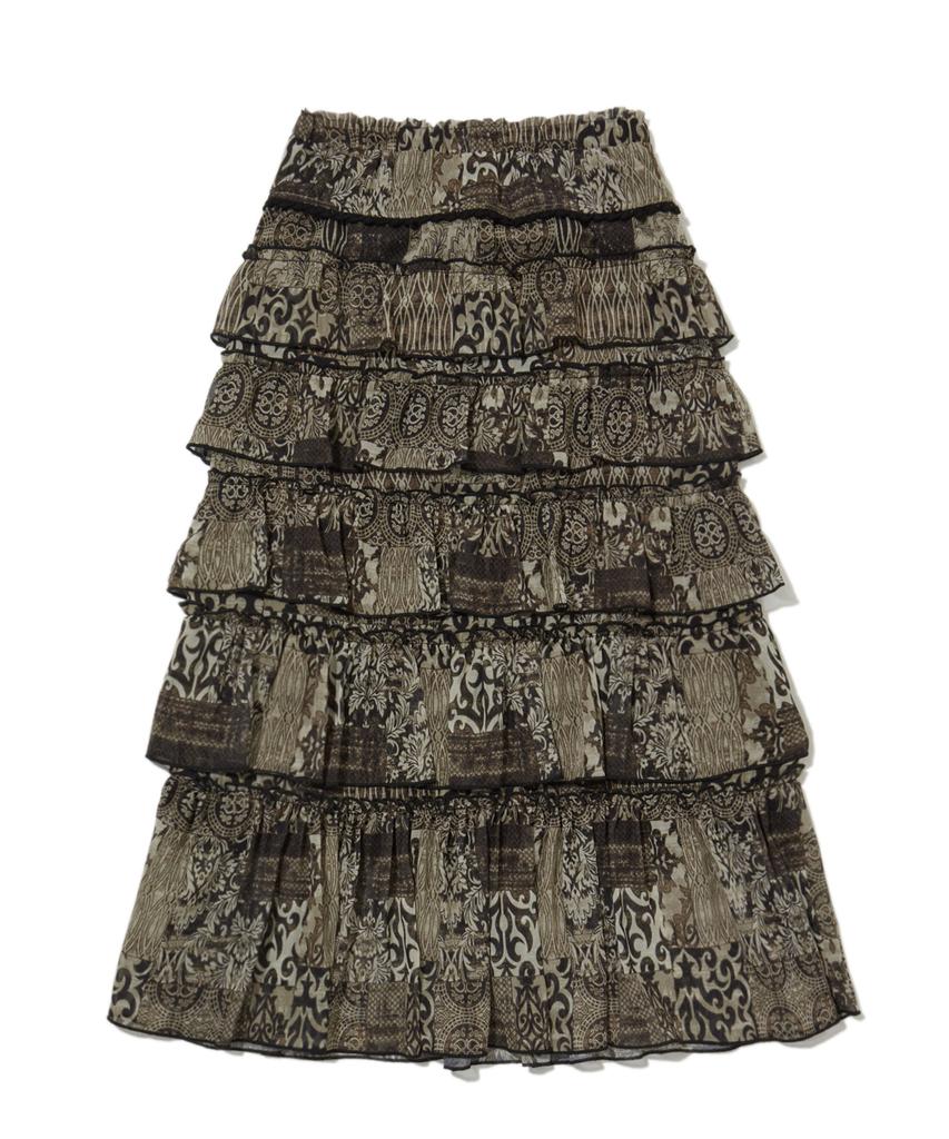 Penfield Vintage Bohemian Tiered Skirt Black_Fs1Ws12F