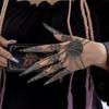 Punk Knuckle Duster Rings with Spikes - Gothic Hand Chain Set for Halloween Costume