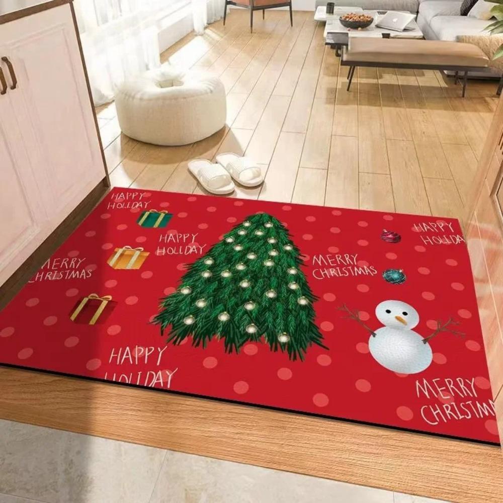 Crystal velvet Christmas Mat Santa Claus Floor Mat New Xmas Doormat  Bedroom