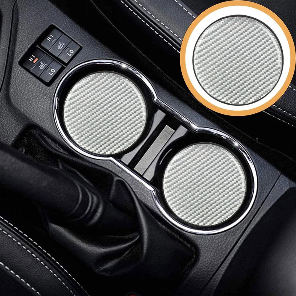 2pcs High Quality Red Carbon Fiber Car Cup Holder Pad Water Cup Slot Non-Slip Mat Universal Interior Parts Car Accessories