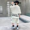 Детский летний комплект одежды для мальчиков, спортивный костюм с буквенным принтом, детская подростковая хлопковая одежда, повседневный спортивный костюм с коротким рукавом