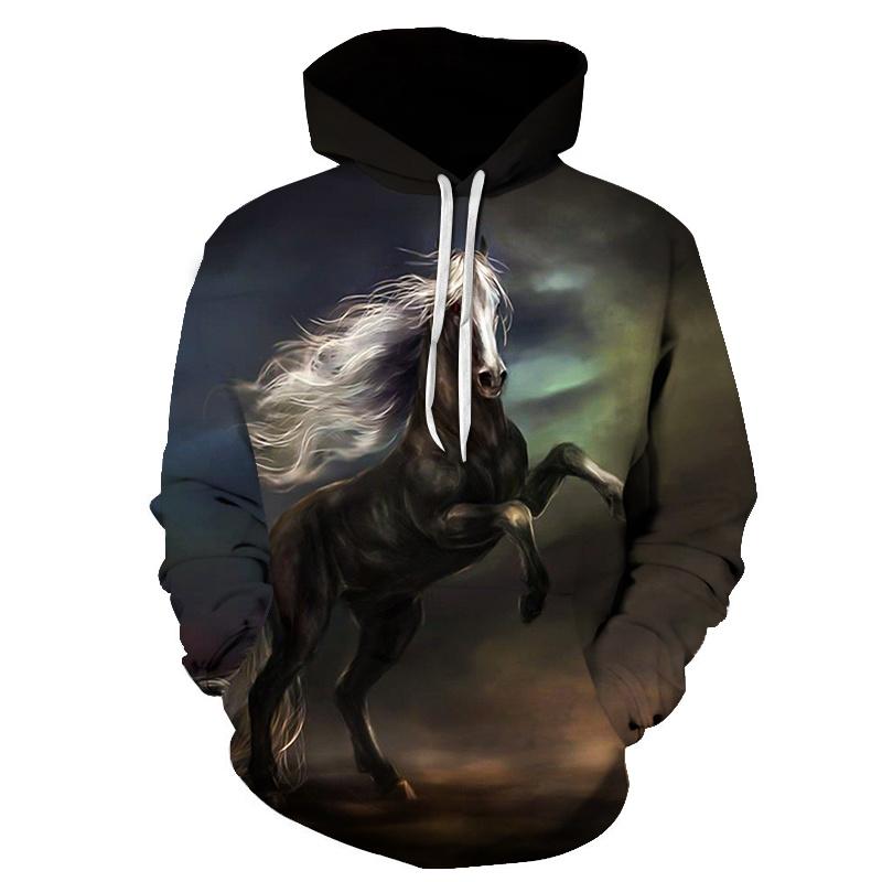 Spring Autumn Horse 3D Print Men's Hoodies Sweatshirts Animal Design Men Women Casual Streetwear Pullover Oversized Hoodie