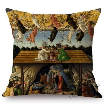 Sandro Botticelli Florence Art Birth Of Venus World Famous Oil Painting Decorative Pillow Case Cotton Linen Sofa Cushion Cover