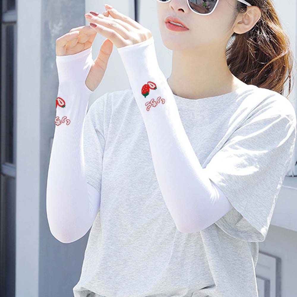 Golf Fruit Avocado Women Strawberry Ice Silk sleeve Cooling Sleeves Sun UV Protection Arm Sleeves