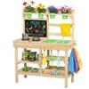Wooden Outdoor Toy Kitchen, Flower Pots, Sinks, Faucet, Stainless Steel Utensils