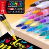 12-72 Colors Acrylic Paint Markers Brush Tip Pens Set for Fabric Rock Painting Wood Canvas Stone Christmas Gift Art Supplies
