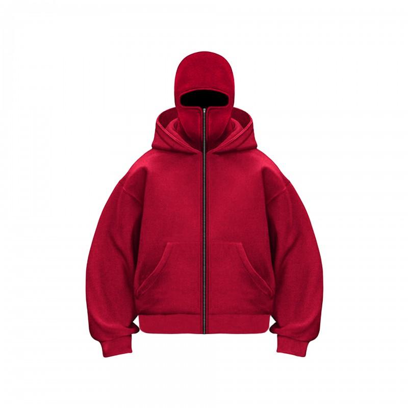 Unisex Hooded Zip-Up Sweatshirt With Print Design Oversized Fit Warm Fleece Lined Winter