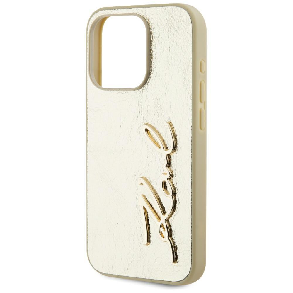 Etui do iPhone 15 Pro Max Karl Lagerfeld Wrinkled Metal Signature Złote