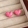 Korean Style Summer Sweet Fashion Retro Elegant Cute Heart Polka Dot Pendant Earrings for Women Vacation Jewelry Accessorie Gift
