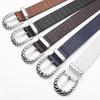 Silver Oval Button Design Women's Belt Casual Simple Design Jeans Accessories Girdle Girls High Quality Pu Leather Waistband