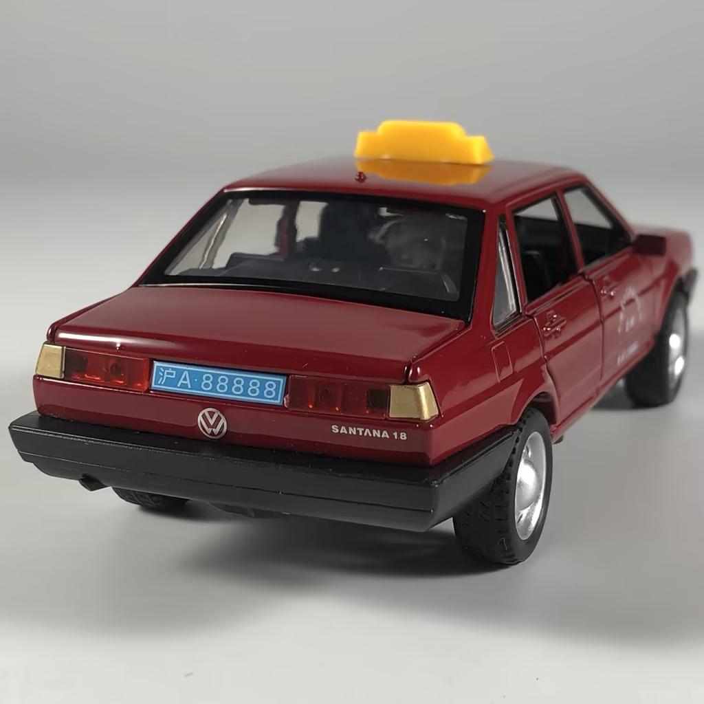 1/32 Volkswagen Santana Такси Металлическая Литая Модель Автомобиля Домашний Декор и Коллекционные Предметы Хобби Дисплей Украшения Праздничный Подарок