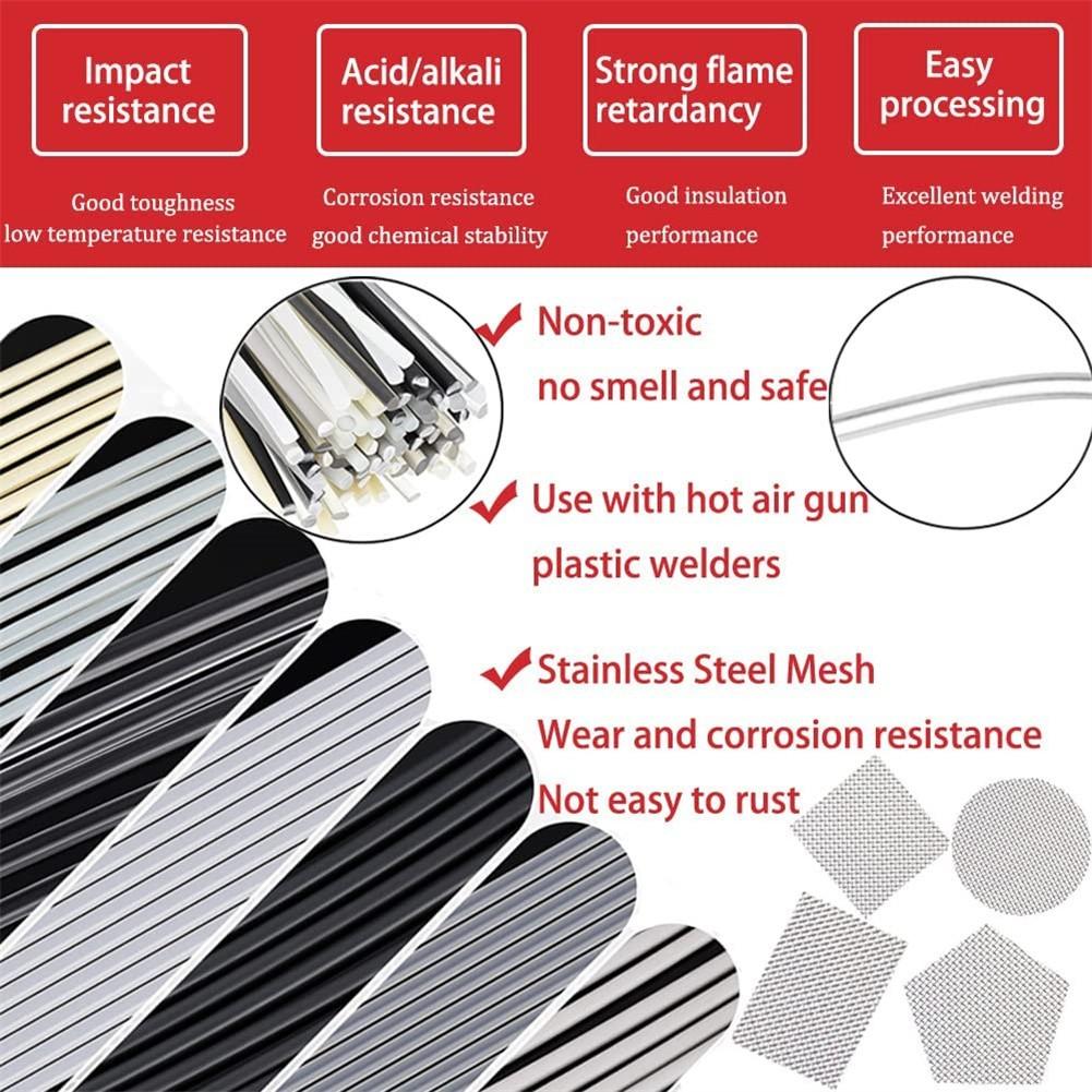 60X 13 дюймов, 7 типов пластиковых сварочных стержней с сеткой из нержавеющей стали и наждачной бумагой