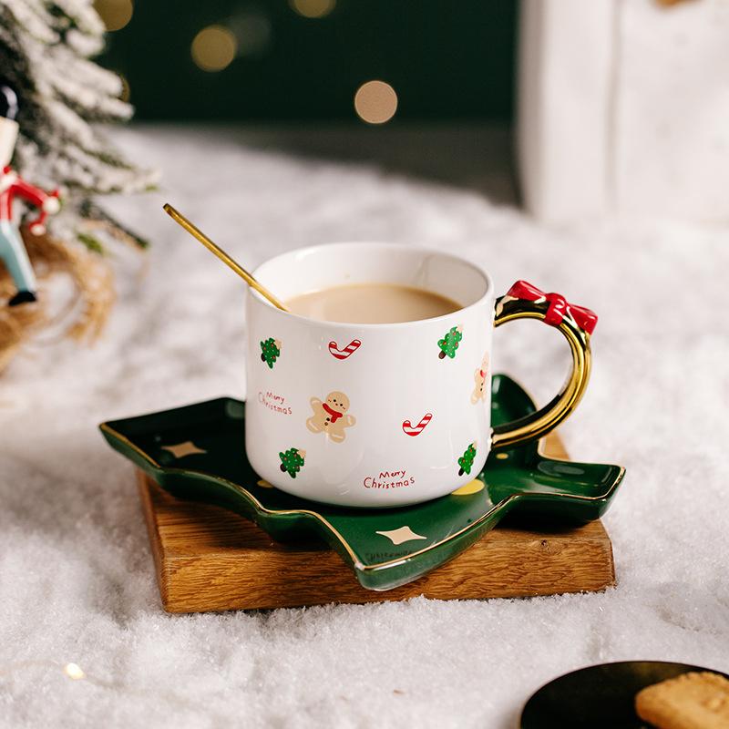 High-looking Christmas Gifts Ceramic Exquisite Coffee Cup with Spoon Girl Creative Cartoon Ins Cute