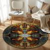 Bohemian Round Autumn Multicolor Area Rug, Non-Slip Floor Mat for Office