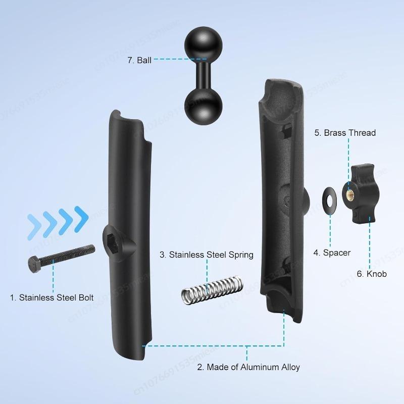 1" Ballhead Adapters Extension Double Socket Arm with 17mm/20mm/25mm Ball Size Mount for GoPro,Phone Holder Fish Finder Mount