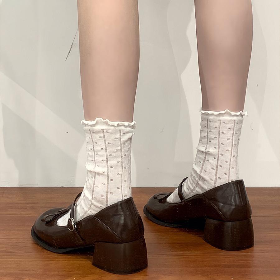 Ретро! Французские туфли Мэри Джейн из мягкой кожи 2024 новый круглый носок толстый каблук бант ремешок с пряжкой на одну пуговицу французские одинарные туфли