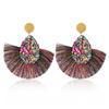Women Charm Jewelry Crystal Glitter Sequins  Dangle Fringe Drop Tassel Earrings Teardrop